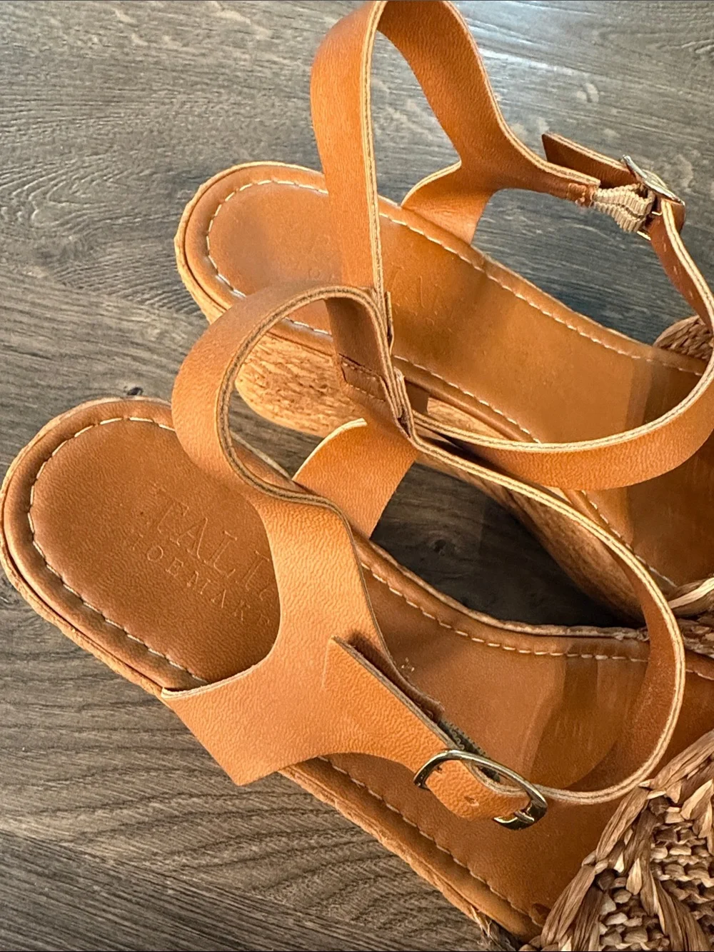 Women’s Italian Shoemakers Tan Woven Espadrille Wedge Sandals
